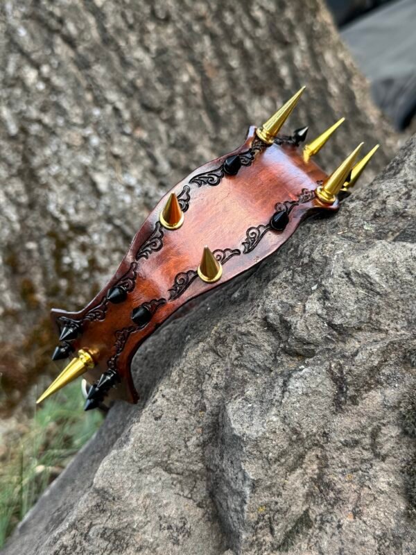 Western Leather Large Dog Spike Collar - Image 5